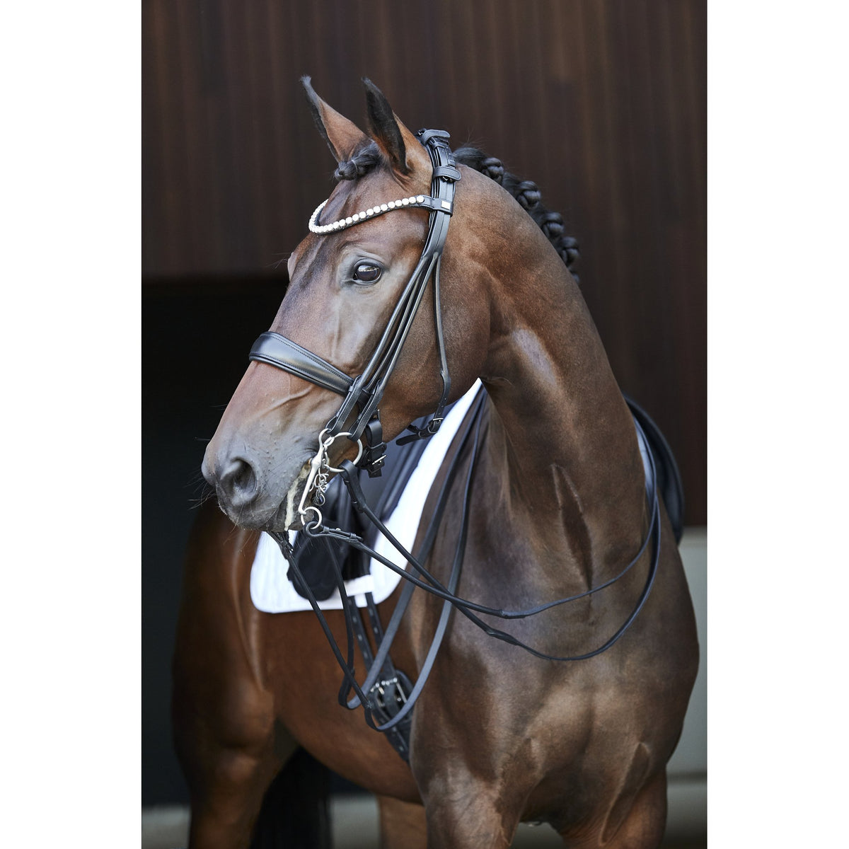 HorseGuard Kava roundsewn double bridle with reins
