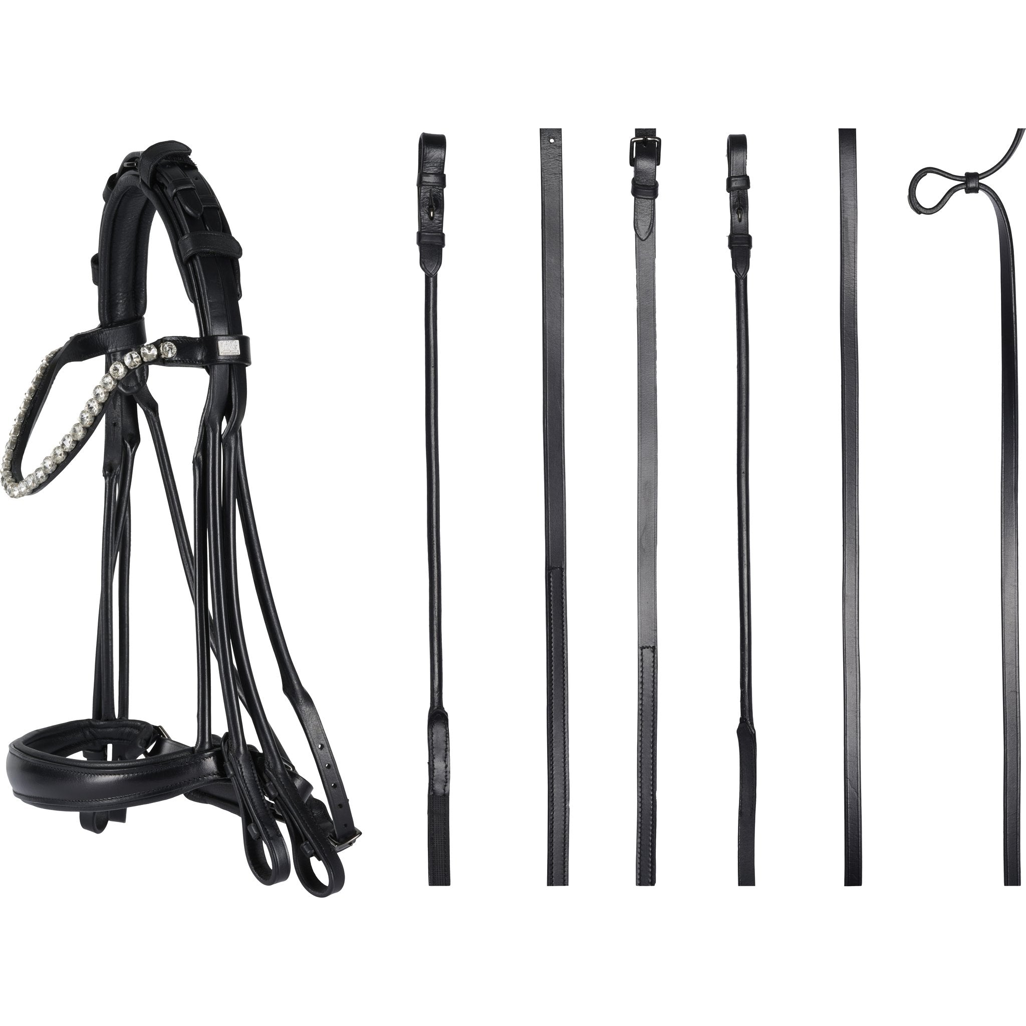 HorseGuard Kava roundsewn double bridle with reins