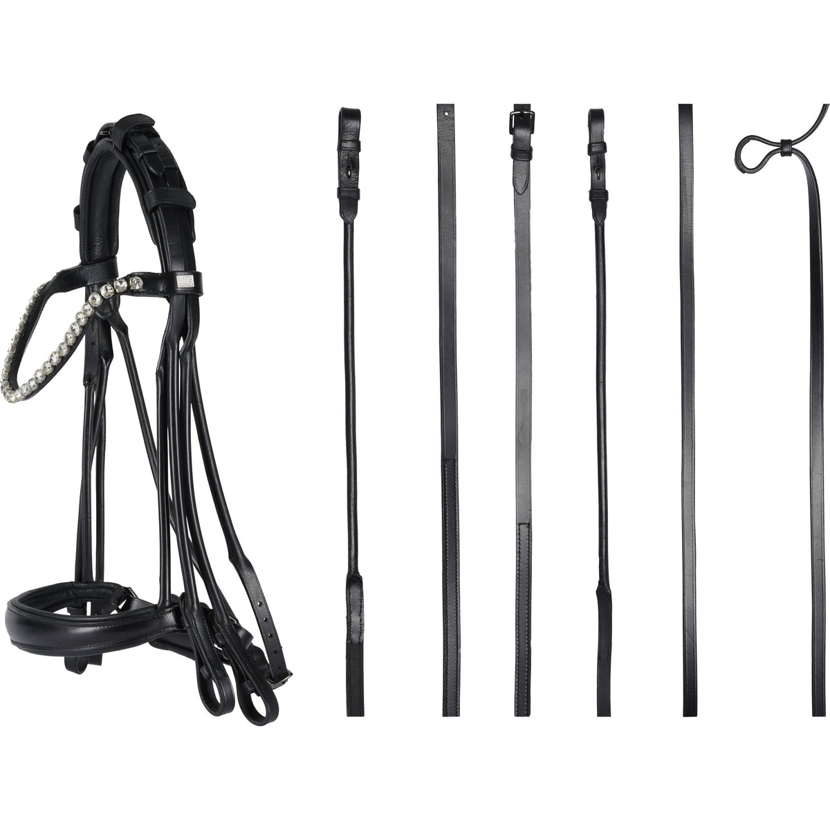 HorseGuard Kava roundsewn double bridle with reins