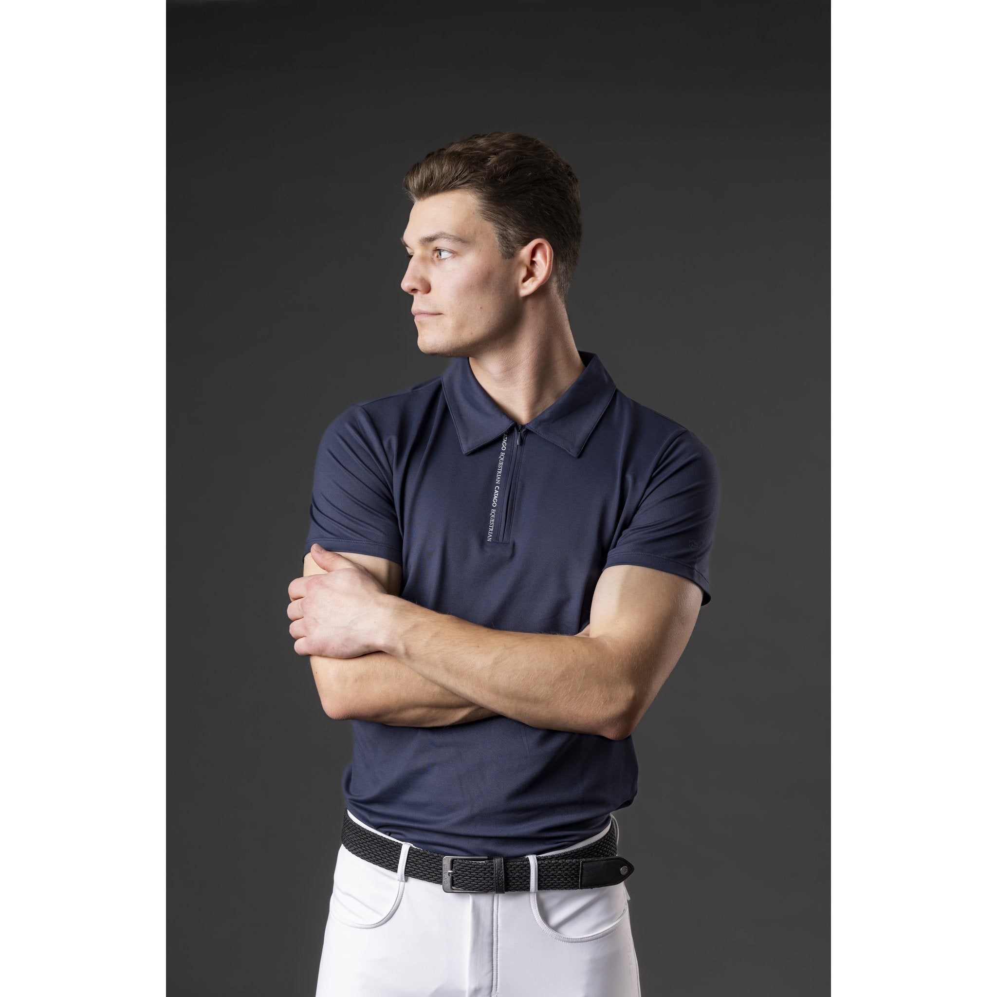 CATAGO MEN Nathan zip polo kortärmad ridskjorta